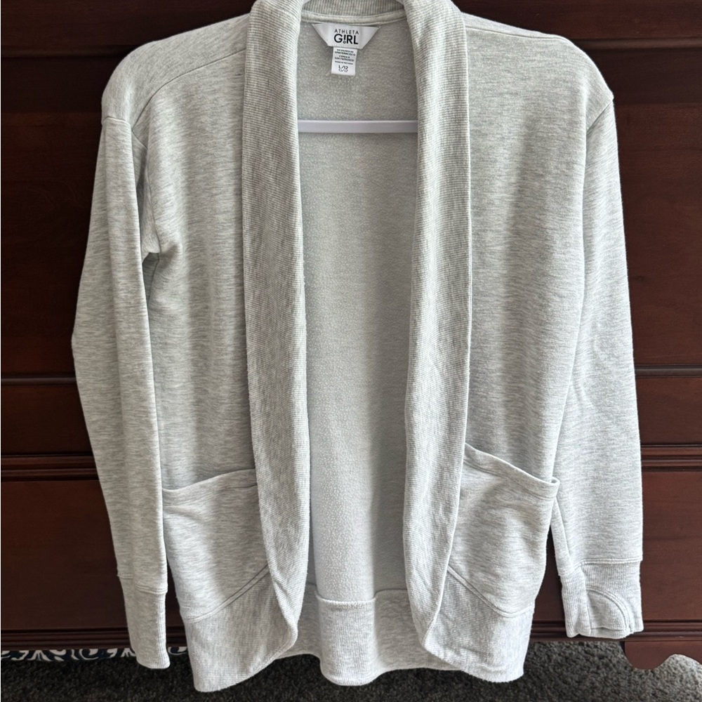 Athleta Girls Light Gray Cardigan 12